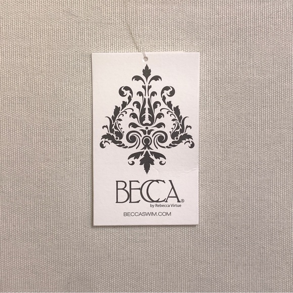 BECCA Color Play Crochet Plunge One Piece Swimsuit w/ Tie Back — MEDIUM — Black - Picture 15 of 15